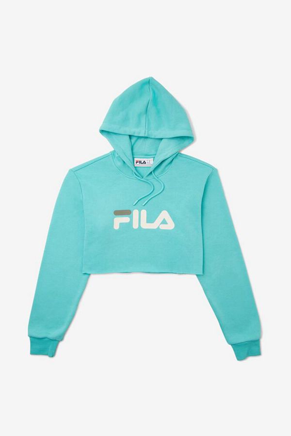 Sudaderas Fila Mujer Azules Turquesa / Blancas - Lalage Crop - España 079428QZH